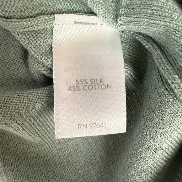 J. Jill Petite V Neck Silk Cotton Blend Sweater Soft Green Size Large petite‎ - Picture 4 of 7